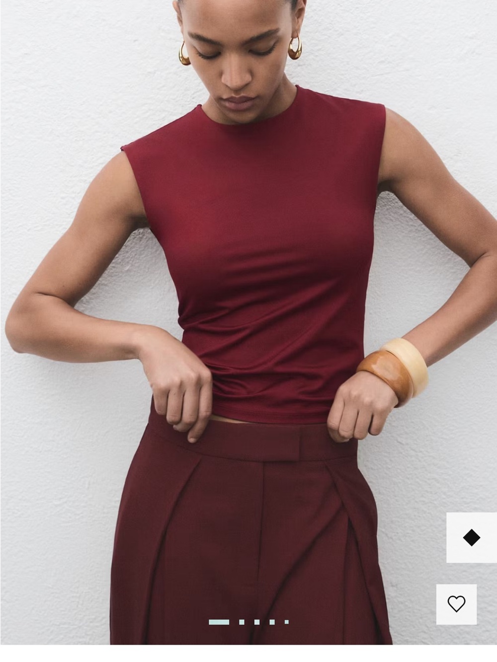 Mango Sleeveless Crewneck Tank in Burgundy